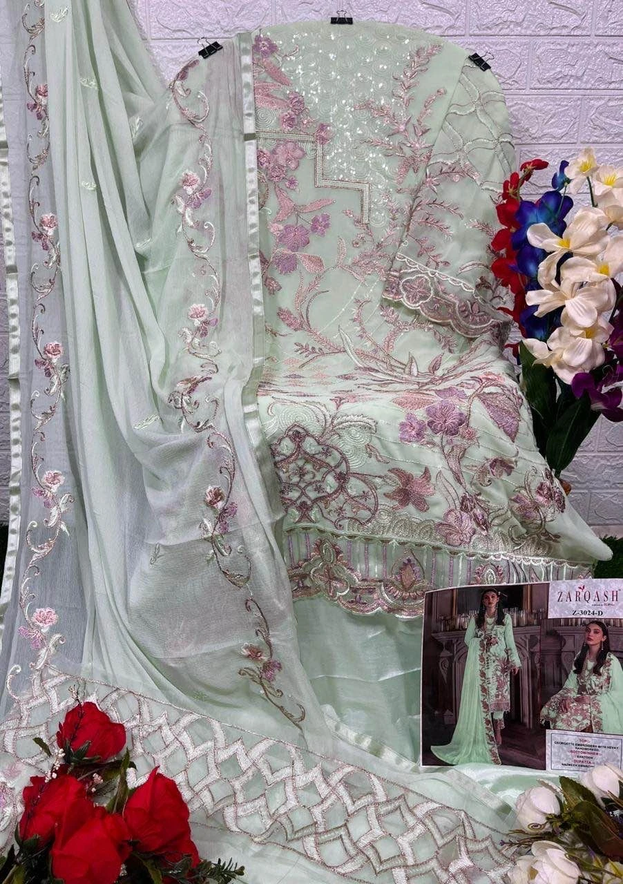 Zarqash Z 3024 Georgette Wholesale Pakistani Salwar Suit Catalog — Wholesale Pakistani Suits, MPA wholesale from Surat - Gallery Image 4